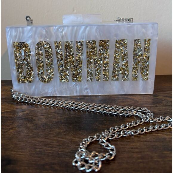 Rae of Light Mother Of Pearl Acrylic Wedding Custom Made BOWMAN Purse - Picture 7 of 13